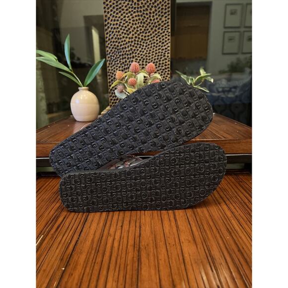 1 Sanuk Sz 6 Yoga Sling Ella Gray Paradise Palms Womens Yoga Mat Sole Sandal New - Picture 8 of 9